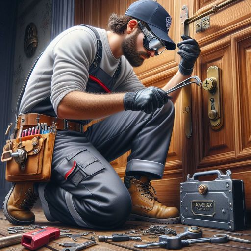 Cerrajero abriendo una puerta